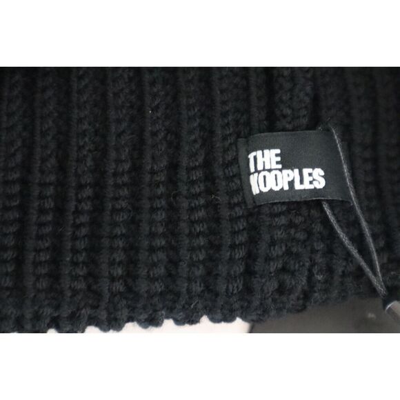 The Kooples AHHA27020K Women's O/S Comfort Fit Black Ribbed Wool Beanie Hat - Picture 8 of 9